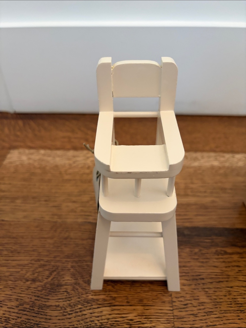Classic White Wooden Doll High Chair for Pretend Play